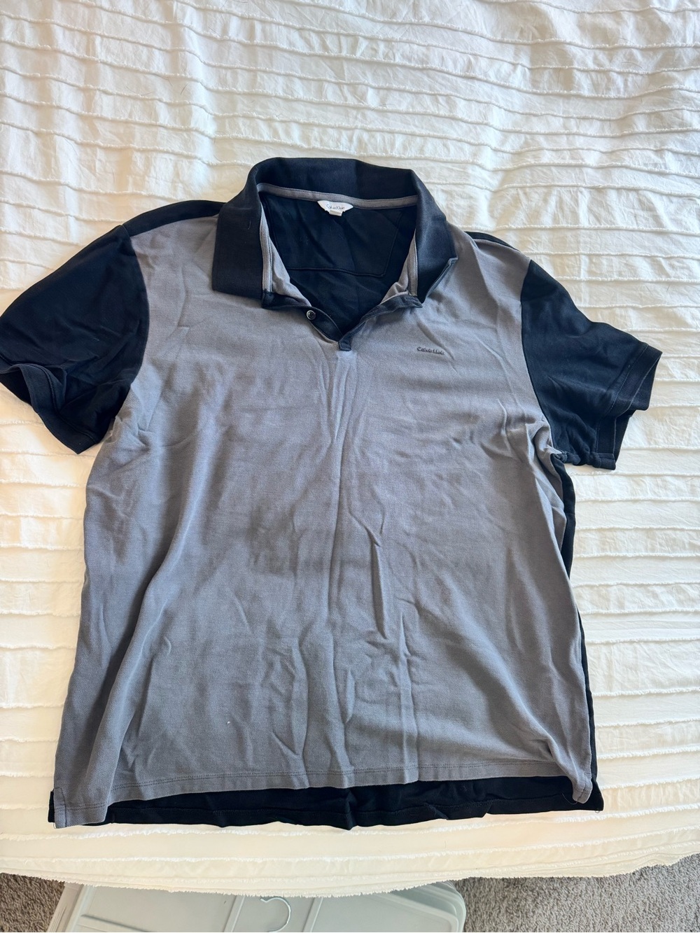 Calvin Klein Two-Tone Gray and Black Polo